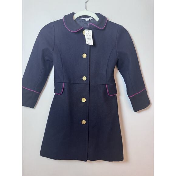 Brooks Brothers Fleece Navy Wool Dressy Coat Sz S Gold Buttons Girls NWT $200 - Picture 1 of 16